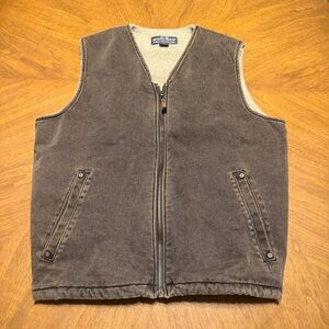 Woolrich Sherpa Lined Vest Mens Large Brown Full Zip Outdoor Workwear